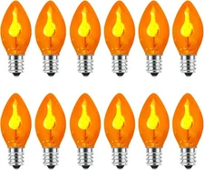 Flicker Flame Light Bulbs, 12 Pack C7 Orange Flickering Bulbs 