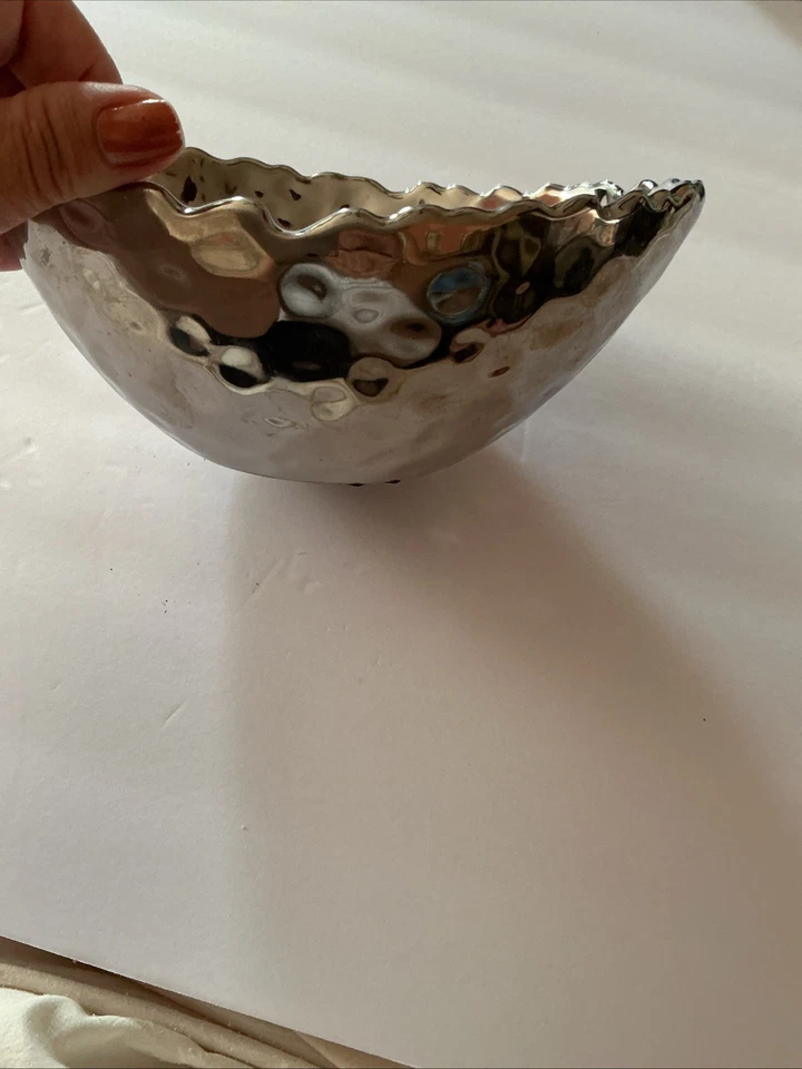 Home Essentials Baroque Collection Edge silver serving Bowl  food safe - Image 3 of 3