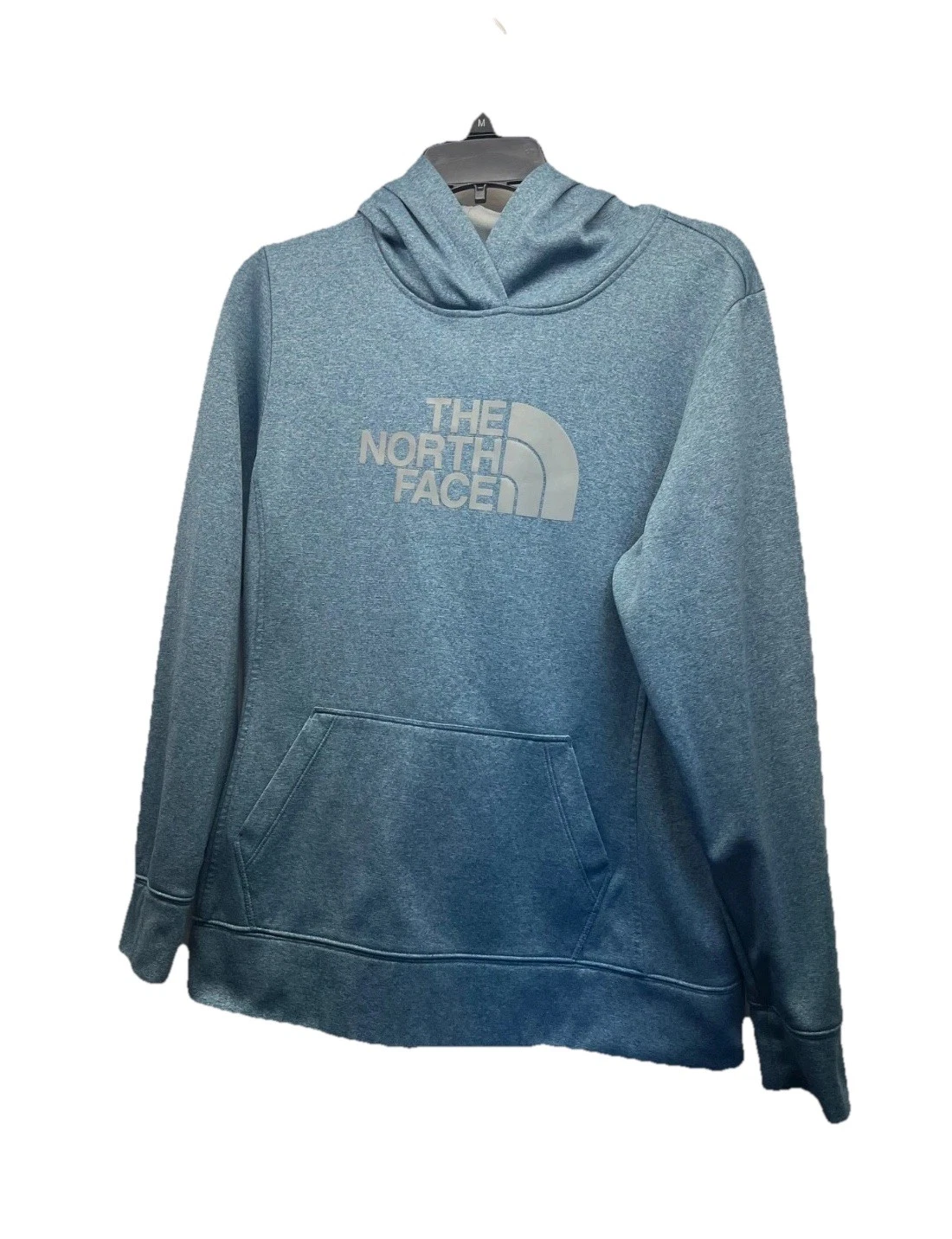 The North Face Hoodie Women's Large | Heather Gray and Blue Logo Pullover