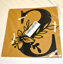Black Metal Floral Monogram Letter "S" Wall Decor Sign, Decorative Wall Mounted