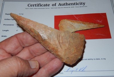 DISPLAY THIS SUPER-BEVELED AND CREEK-STAINED COBB'S KNIFE with KEELE COA  C972