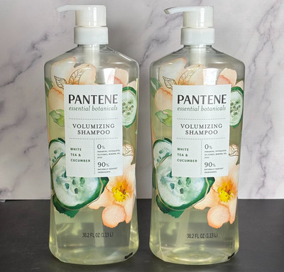 2 PACK Pantene Botanicals Volumizing Shampoo White Tea & Cucumber, 38.2 Fl Oz