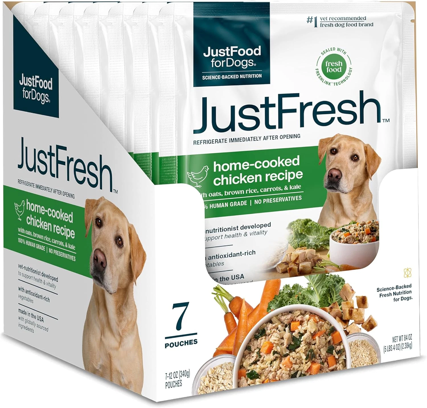 JustFoodForDogs Fresh Wet Dog Food Chicken Human Grade 7 Pack