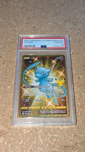 Pokemon TCG Celebrations Mew Gold Art Holo Card PSA 10 Secret CRACKED CASING!