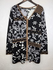 Deerberg Damen Strickjacke skandinavischer Blumenstil Baumwolle langer...