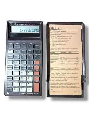 Vintage Texas Instruments BAII PLUS Advanced Business Analyst Calculator & Cover