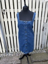 Fatface Sabrina Pinafore Dungarees Dress Blue denim BNWT size UK 20 adjustable