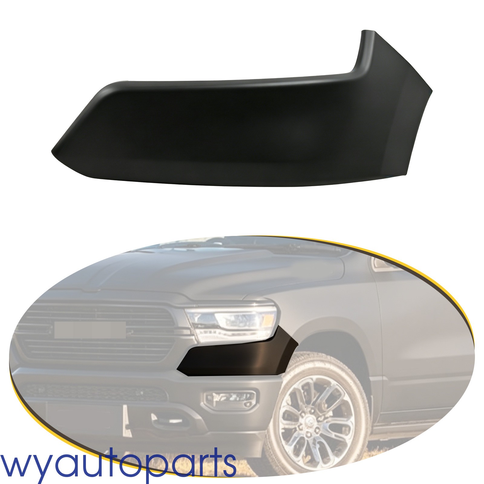 Front Upper Bumper End Filler Panel Pair 68403910AE For 2019-2024 Ram 1500 Left