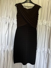 Adrianna Papell Black And Brown Women’s Layered V-Neck Dress Size 6 LBD