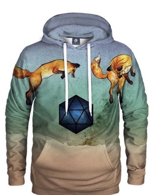 Aloha From Deer Fox Graphic Print Multicolor Fleece Hoodie  XL  Pullover Men
