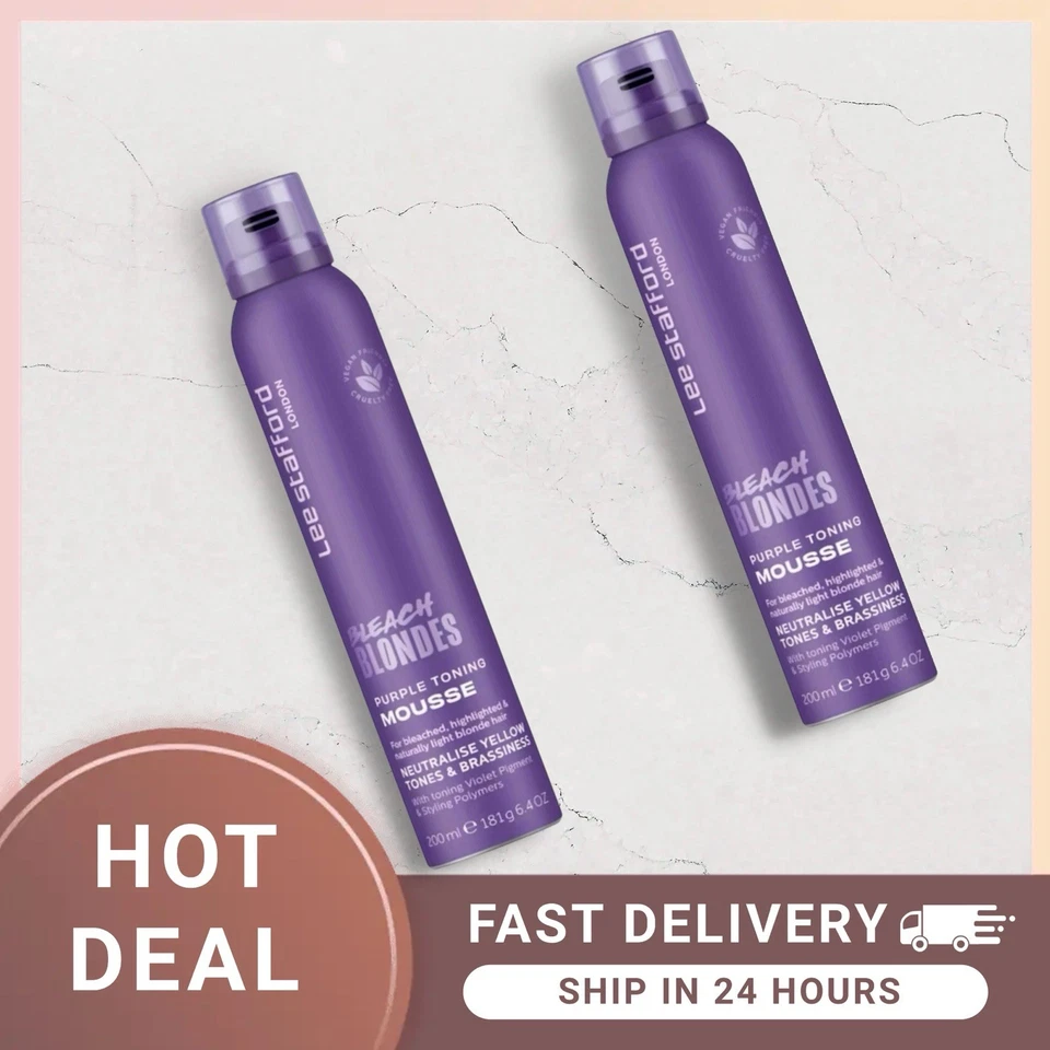 Lee Stafford Bleach Blondes PURPLE TONING Hair Styling Mousse 200ml X 2