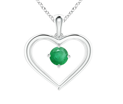 Without Chain 14k Solid Gold Emerald Heart Pendant Round Cut 0.25 Ct Lover Gifts