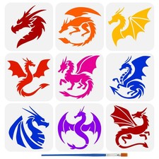 FINGERINSPIRE 9 PCS Dragon Painting Stencil 5.91 inches x