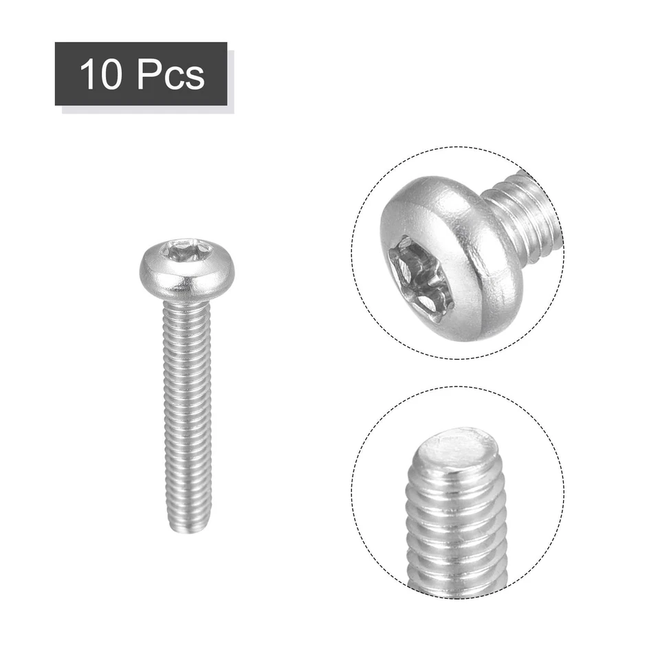 M4x20mm Torx Sécurité Vis 10pcs Inox Acier Cylindrique Tête Attaches Boulons - Photo 3/4