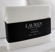 Luxury Ralph Lauren Queen Sheet Set Dunham Sateen 300TC White Cotton
