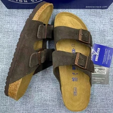 Birkenstock Arizona Mocha Suede Leather Unisex Sandals Narrow 37-41/Wide 42-45