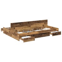 Aufbewahrungsbett Altholz 135X190 Cm Holzwerkstoff Bettgestell Mit Stauraum