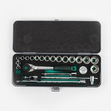 Heyco Metric 12 Point 38 Drive Socket Set With Ratchet 23 Pieces