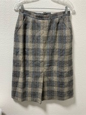 Vintage Koret Plaid Skirt 100 Wool tweed midi 28 waist dark academia READ