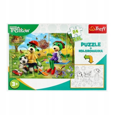 Trefl 24 Teile Puzzle mit Ausmalbild Familie Treflików, ab 3 Jahre