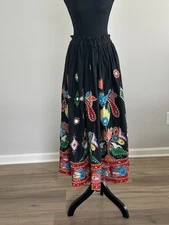 VTG Raiment Fashions Skirt Boho Embroidered Sequin Applique Mirror O/S Black