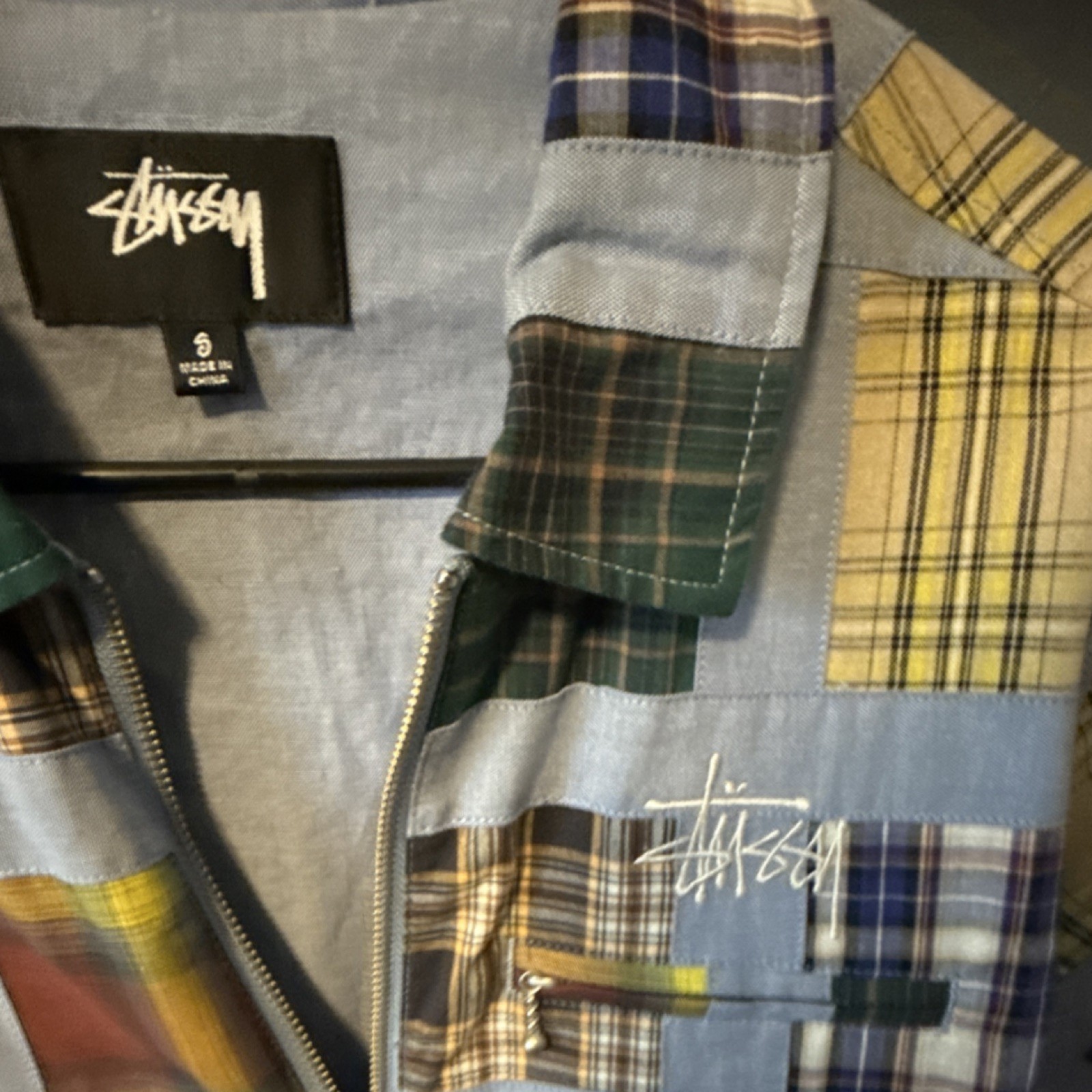 Stussy Plaid Patchwork Zip Jacket Logo Embroidere… - image 2
