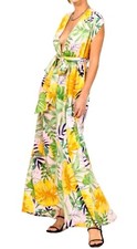 HYFVE Tropical Leaf Convertible Maxi Dress Coastal Beach Party Vacation Rosort M