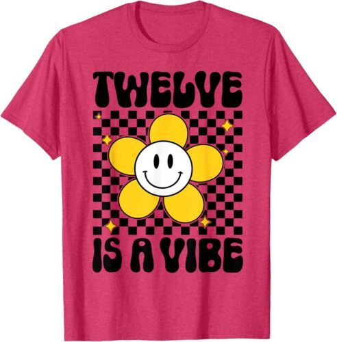 Twelve Is A Vibe 12th Birthday Groovy Boys Girls 12 Year Old T-Shirt Hoodie - Picture 10 of 11