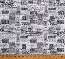 Cotton Abstract Letters Writing Books & Papers Fabric Print by Yard D582.69