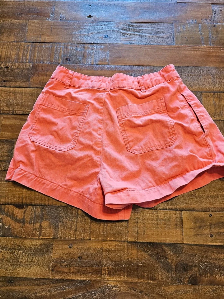 BDG Urban Outfitters PANTALONES CORTOS (Talla 28) MUJER Coral/Naranja CAQUI tiro alto BOTÓN Foto 2 de 3
