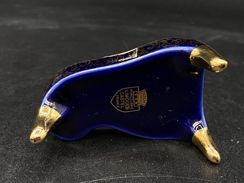 Limoges France Cobalt Blue & Gold Trimmed Grand Piano Trinket Box Vintage Castel - Picture 8 of 14