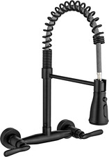 Wall Mount Kitchen Faucets, Matte Black Wall Mounted Kitchen Faucet 8 Inch Cente