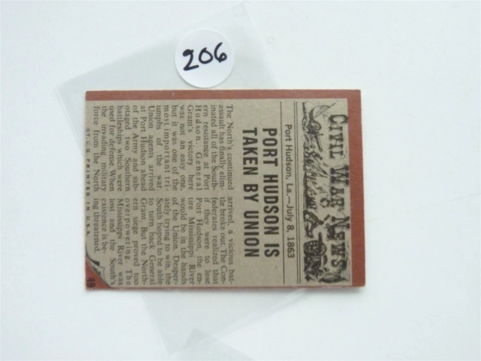 1962 Topps Civil War News NON-SPORT CARD - Image 2 of 2
