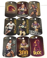 2010 SELECT NRL STARS COLLECTABLE TAGS FULL BASE TEAM SET BRISBANE BRONCOS (9)