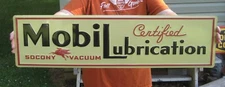 Mobil Lubrication Socony Vacuum Pegasus Gas & Oil Service Station Sign
