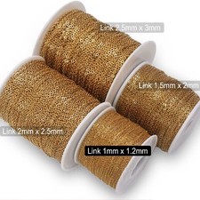 Stainless Steel Flat Cable Link Chain Necklace Real GOLD PVD Jewellery Making