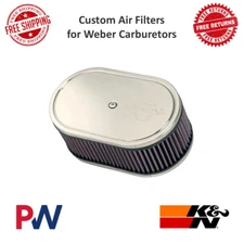 K&N Custom Racing Oval Red Air Cleaner Assembly For Weber Carburetor 2.188" ID