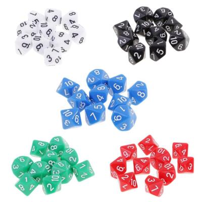 10 Stück 10-seitige Würfel D10 polyedrische Würfel für Spiele