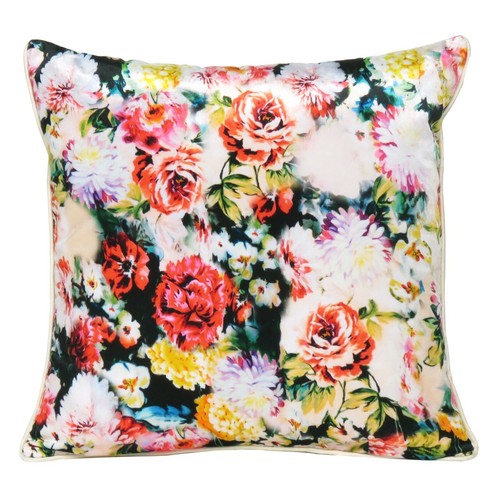 Multi Floral Print Soft Velvet Cushion Cover Sofa Pillowcase with Zipper Closure - Picture 1 of 13