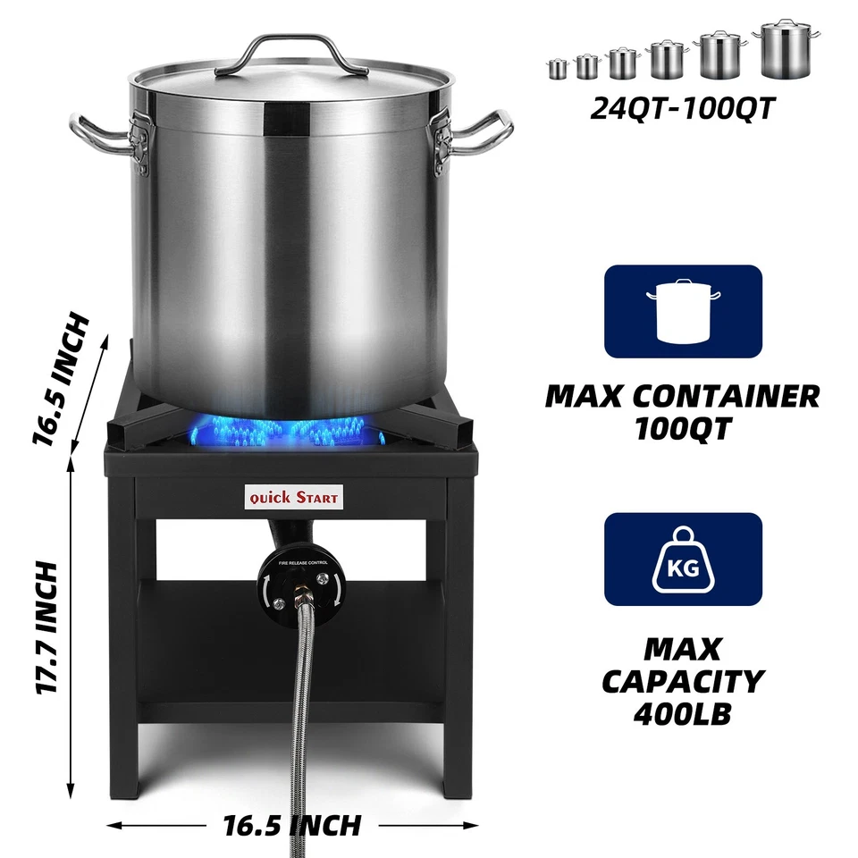 Одиночная пропановая горелка коммерческого класса высокопрочная подставка - 260000 БТЕ - Изображение 3 из 4