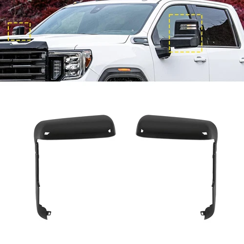 Side Door Tow Mirror Cover Cap For Chevy Silverado Sierra 2500HD 3500HD 2020-24