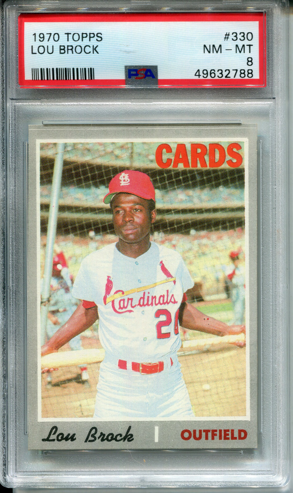 1970 Topps #330 Lou Brock PSA 8 NM-MT St. Louis Cardinals