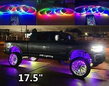 17.5" DOUBLE ROW Dream CHASING FLOW LED Wheel Rings Lights Remote Bluetooth KIT