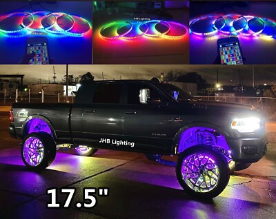 17.5'' DOUBLE ROW Dream CHASING FLOW LED Wheel Rings Lights Remote Bluetooth KIT