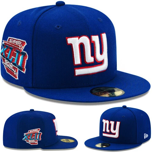 New Era New York Giants Fitted Hat NFL Classic Super Bowl Champ Patch Gray  U/V