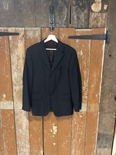 Marks  Spencer Suit Jacket Blazer Blue Striped Wool Blend Shoulder Pads 40