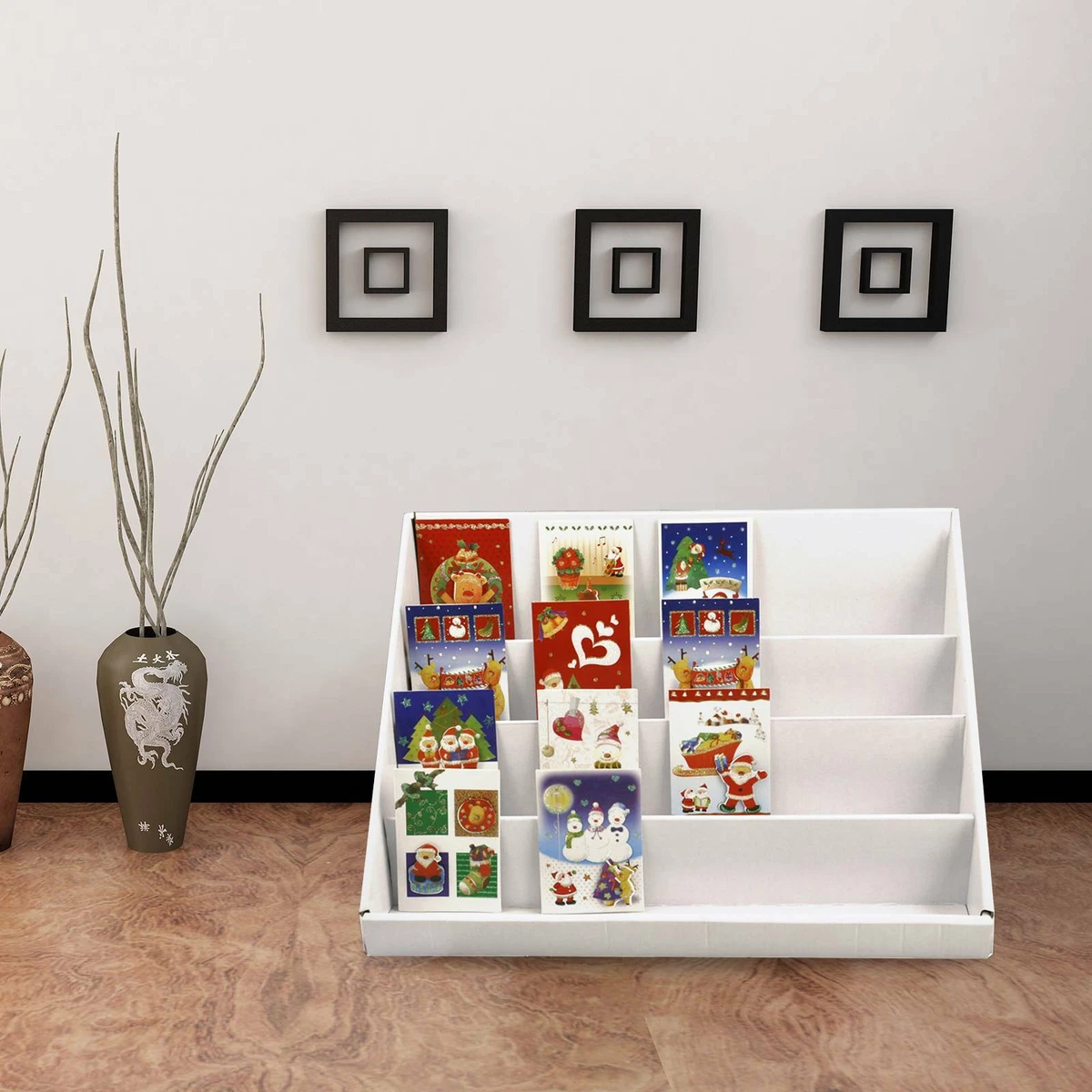 2PCS 4 Tiers Collapsible Cardboard Greeting Card Display Stand