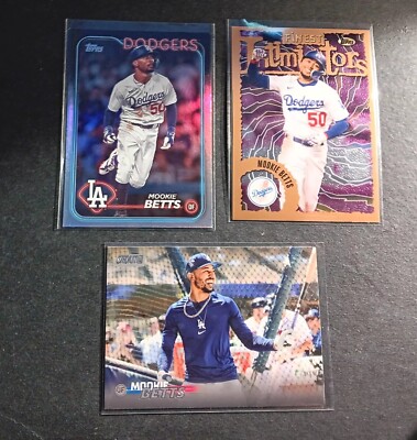 2023 Topps Finest Flashbacks Mookie Betts #7/Stadium Club #286/2024 Foil #250