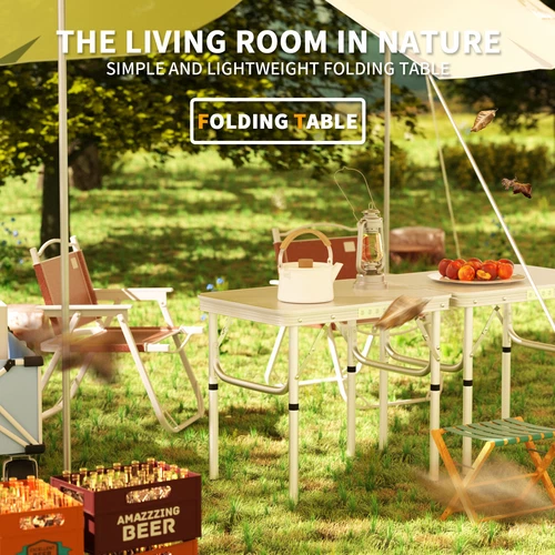 NEW FOLDING CAMPING TABLE ALUMINIUM PICNIC PORTABLE ADJUSTABLE PARTY BBQ OUTDOOR - Picture 8 of 12