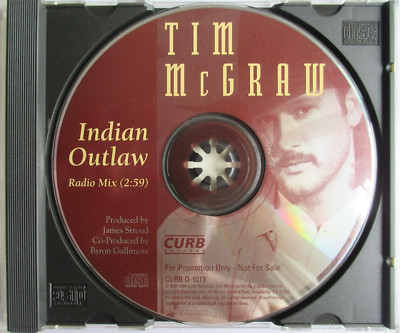 TIM McGRAW - PROMO SINGLE CD ''INDIAN OUTLAW''